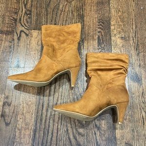 Bamboo Cognac faux suede boots size 8.5
